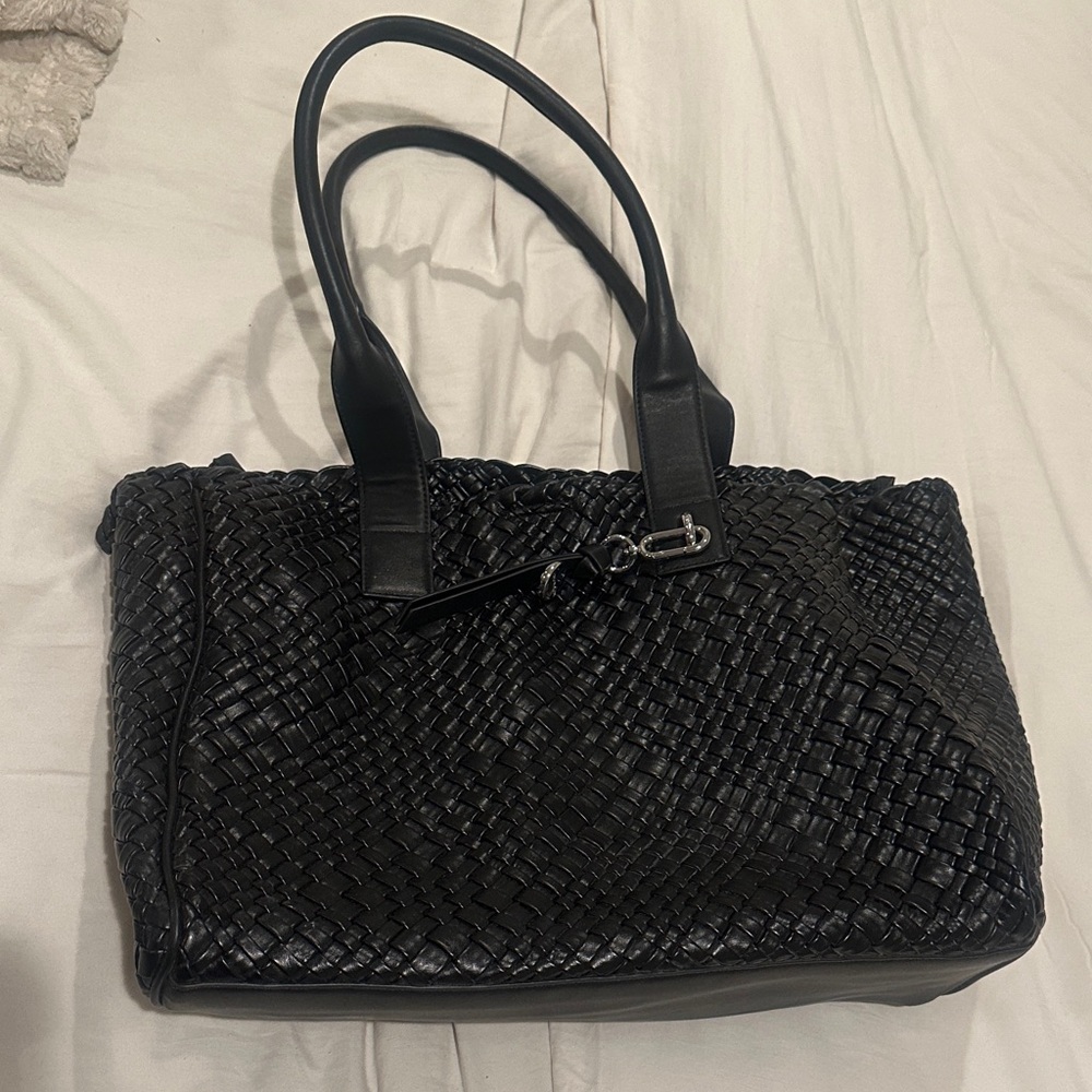 Calvin Klein Black Woven Tote Bag